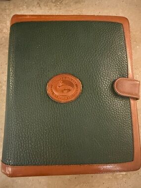 Vintage Dooney & Bourke Green and Brown Leather Planner Folio